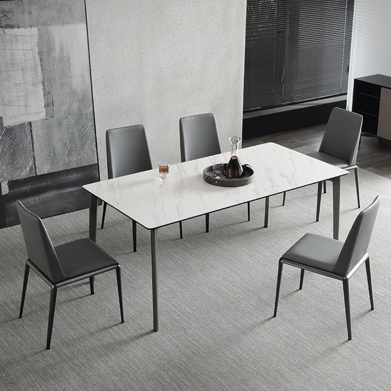 Contemporary Solid Back Armless Side Chairs Leather Dining Chairs for Home (Set of 2) Clearhalo ' kitchen&dining_furn' 'Dining Chairs' 'Dining Tables & Seating' 'dining_chair' 'furn' 'furn_dining_chair' 'Furniture' 'furniture_dining_chair' 'Kitchen & Dining Furniture' 'kitchen' 4237203