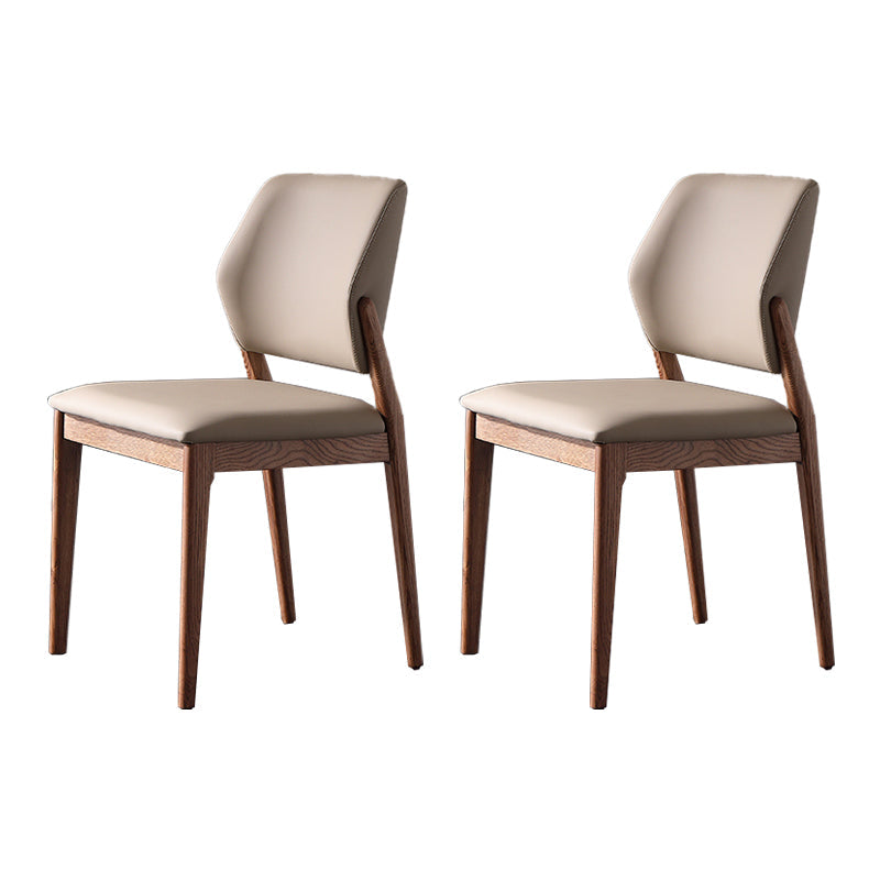 Scandinavian Style Open Back Dining Side Chair PU Leather Dining Chairs (Set of 2) Walnut Clearhalo ' kitchen&dining_furn' 'Dining Chairs' 'Dining Tables & Seating' 'dining_chair' 'furn' 'furn_dining_chair' 'Furniture' 'furniture_dining_chair' 'Kitchen & Dining Furniture' 'kitchen' 4237208