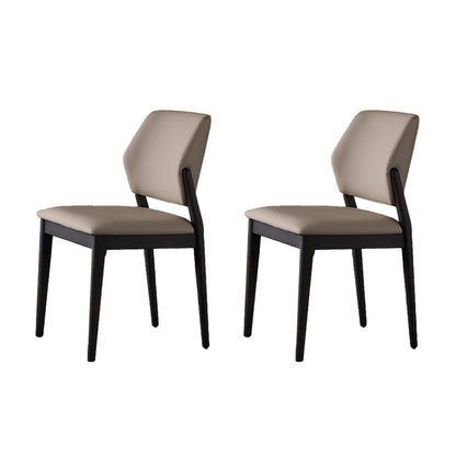 Scandinavian Style Open Back Dining Side Chair PU Leather Dining Chairs (Set of 2) Black Clearhalo ' kitchen&dining_furn' 'Dining Chairs' 'Dining Tables & Seating' 'dining_chair' 'furn' 'furn_dining_chair' 'Furniture' 'furniture_dining_chair' 'Kitchen & Dining Furniture' 'kitchen' 4237209