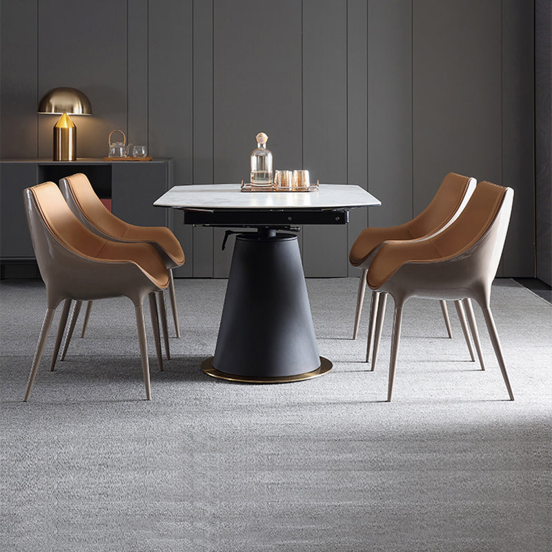 Minimalist Style Leather Dining Arm Chairs Solid Back Chairs for Kitchen (Set of 2) Clearhalo ' kitchen&dining_furn' 'Dining Chairs' 'Dining Tables & Seating' 'dining_chair' 'furn' 'furn_dining_chair' 'Furniture' 'furniture_dining_chair' 'Kitchen & Dining Furniture' 'kitchen' 4237221