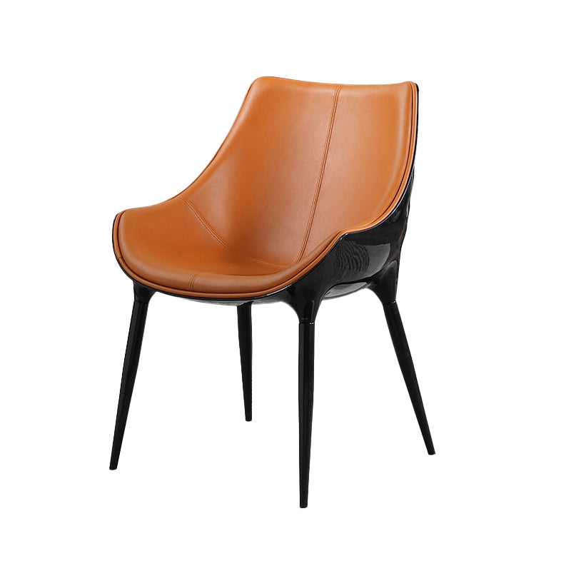 Minimalist Style Leather Dining Arm Chairs Solid Back Chairs for Kitchen (Set of 2) Clearhalo ' kitchen&dining_furn' 'Dining Chairs' 'Dining Tables & Seating' 'dining_chair' 'furn' 'furn_dining_chair' 'Furniture' 'furniture_dining_chair' 'Kitchen & Dining Furniture' 'kitchen' 4237224