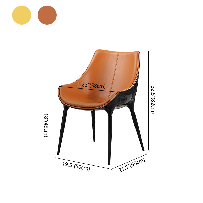 Minimalist Style Leather Dining Arm Chairs Solid Back Chairs for Kitchen (Set of 2) Clearhalo ' kitchen&dining_furn' 'Dining Chairs' 'Dining Tables & Seating' 'dining_chair' 'furn' 'furn_dining_chair' 'Furniture' 'furniture_dining_chair' 'Kitchen & Dining Furniture' 'kitchen' 4237228