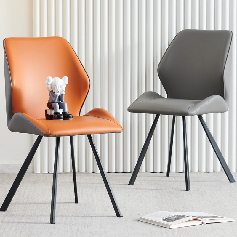 Contemporary Style Wingback Chairs Leather Dining Armless Chairs (Set of 2) Clearhalo ' kitchen&dining_furn' 'Dining Chairs' 'Dining Tables & Seating' 'dining_chair' 'furn' 'furn_dining_chair' 'Furniture' 'furniture_dining_chair' 'Kitchen & Dining Furniture' 'kitchen' 4237229