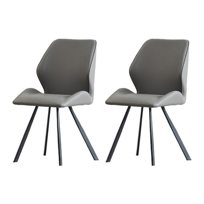 Contemporary Style Wingback Chairs Leather Dining Armless Chairs (Set of 2) Grey Clearhalo ' kitchen&dining_furn' 'Dining Chairs' 'Dining Tables & Seating' 'dining_chair' 'furn' 'furn_dining_chair' 'Furniture' 'furniture_dining_chair' 'Kitchen & Dining Furniture' 'kitchen' 4237231