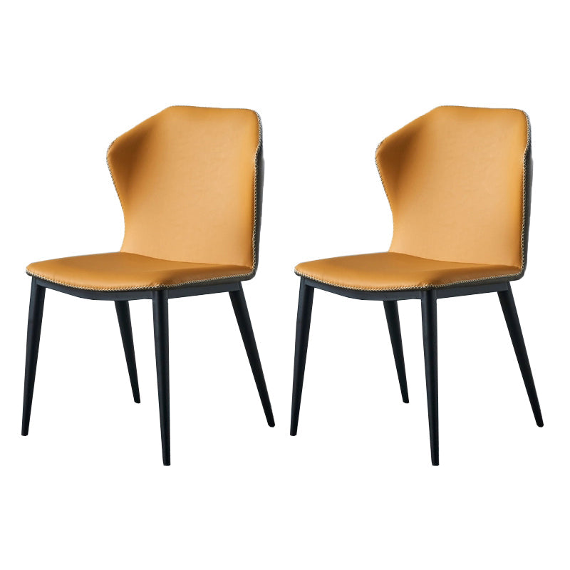 Industrial Metal Leather Dining Side Chair Dining Room Wingback Side Chair (Set of 2) Yellow Clearhalo ' kitchen&dining_furn' 'Dining Chairs' 'Dining Tables & Seating' 'dining_chair' 'furn' 'furn_dining_chair' 'Furniture' 'furniture_dining_chair' 'Kitchen & Dining Furniture' 'kitchen' 4237241