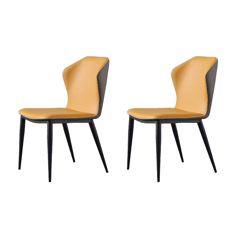 Industrial Metal Dining Room Chairs Armless Wingback Side Chair for Home Use (Set of 2) Yellow Clearhalo ' kitchen&dining_furn' 'Dining Chairs' 'Dining Tables & Seating' 'dining_chair' 'furn' 'furn_dining_chair' 'Furniture' 'furniture_dining_chair' 'Kitchen & Dining Furniture' 'kitchen' 4237252