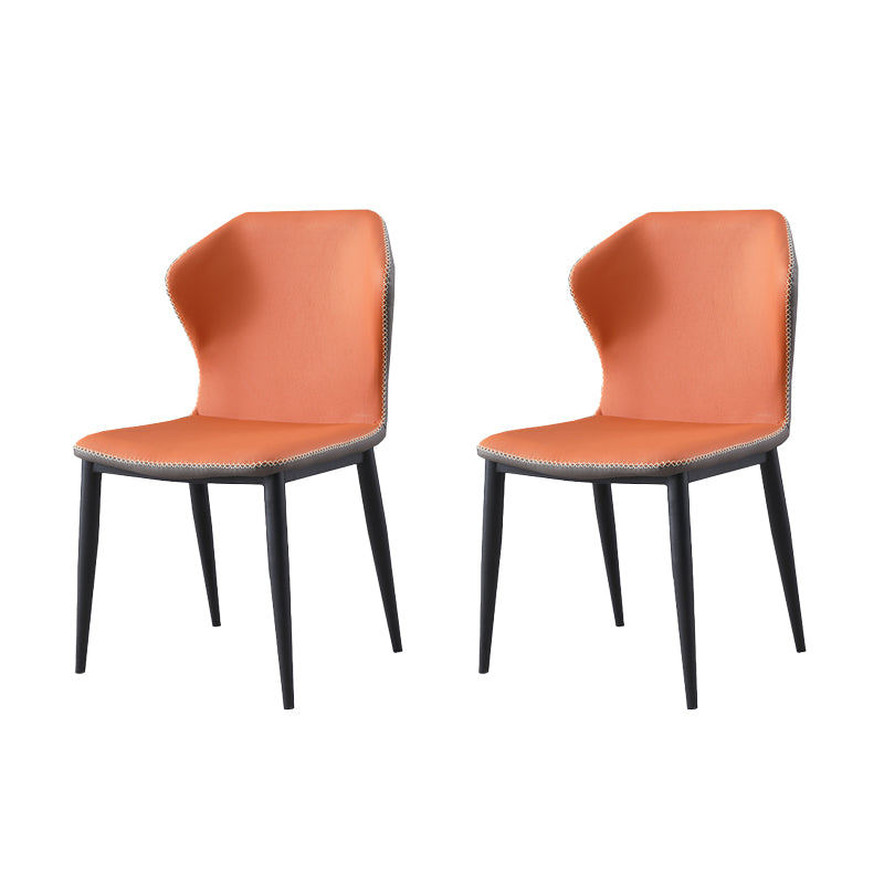 Industrial Metal Dining Room Chairs Armless Wingback Side Chair for Home Use (Set of 2) Orange Clearhalo ' kitchen&dining_furn' 'Dining Chairs' 'Dining Tables & Seating' 'dining_chair' 'furn' 'furn_dining_chair' 'Furniture' 'furniture_dining_chair' 'Kitchen & Dining Furniture' 'kitchen' 4237253