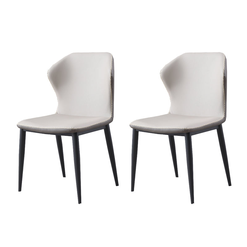 Industrial Metal Dining Room Chairs Armless Wingback Side Chair for Home Use (Set of 2) Off-White Clearhalo ' kitchen&dining_furn' 'Dining Chairs' 'Dining Tables & Seating' 'dining_chair' 'furn' 'furn_dining_chair' 'Furniture' 'furniture_dining_chair' 'Kitchen & Dining Furniture' 'kitchen' 4237257