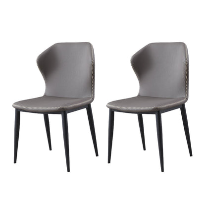 Industrial Metal Dining Room Chairs Armless Wingback Side Chair for Home Use (Set of 2) Grey Clearhalo ' kitchen&dining_furn' 'Dining Chairs' 'Dining Tables & Seating' 'dining_chair' 'furn' 'furn_dining_chair' 'Furniture' 'furniture_dining_chair' 'Kitchen & Dining Furniture' 'kitchen' 4237259