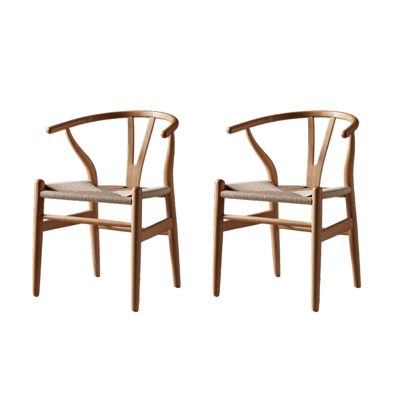 Scandinavian Style Wood Dining Chair Dining Room Wishbone Chair with Arm Wood 2 Piece Set Clearhalo ' kitchen&dining_furn' 'Dining Chairs' 'Dining Tables & Seating' 'dining_chair' 'furn' 'furn_dining_chair' 'Furniture' 'furniture_dining_chair' 'Kitchen & Dining Furniture' 'kitchen' 4237270