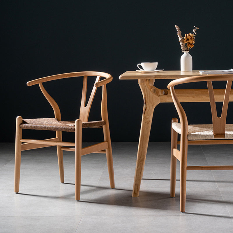 Scandinavian Style Wood Dining Chair Dining Room Wishbone Chair with Arm Clearhalo ' kitchen&dining_furn' 'Dining Chairs' 'Dining Tables & Seating' 'dining_chair' 'furn' 'furn_dining_chair' 'Furniture' 'furniture_dining_chair' 'Kitchen & Dining Furniture' 'kitchen' 4237272