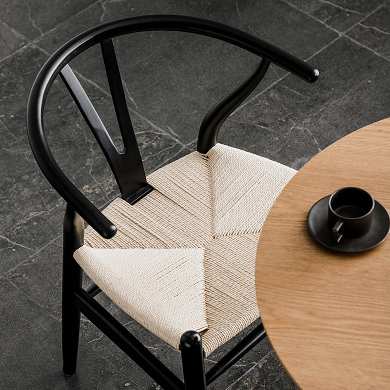 Scandinavian Style Wood Dining Chair Dining Room Wishbone Chair with Arm Clearhalo ' kitchen&dining_furn' 'Dining Chairs' 'Dining Tables & Seating' 'dining_chair' 'furn' 'furn_dining_chair' 'Furniture' 'furniture_dining_chair' 'Kitchen & Dining Furniture' 'kitchen' 4237273