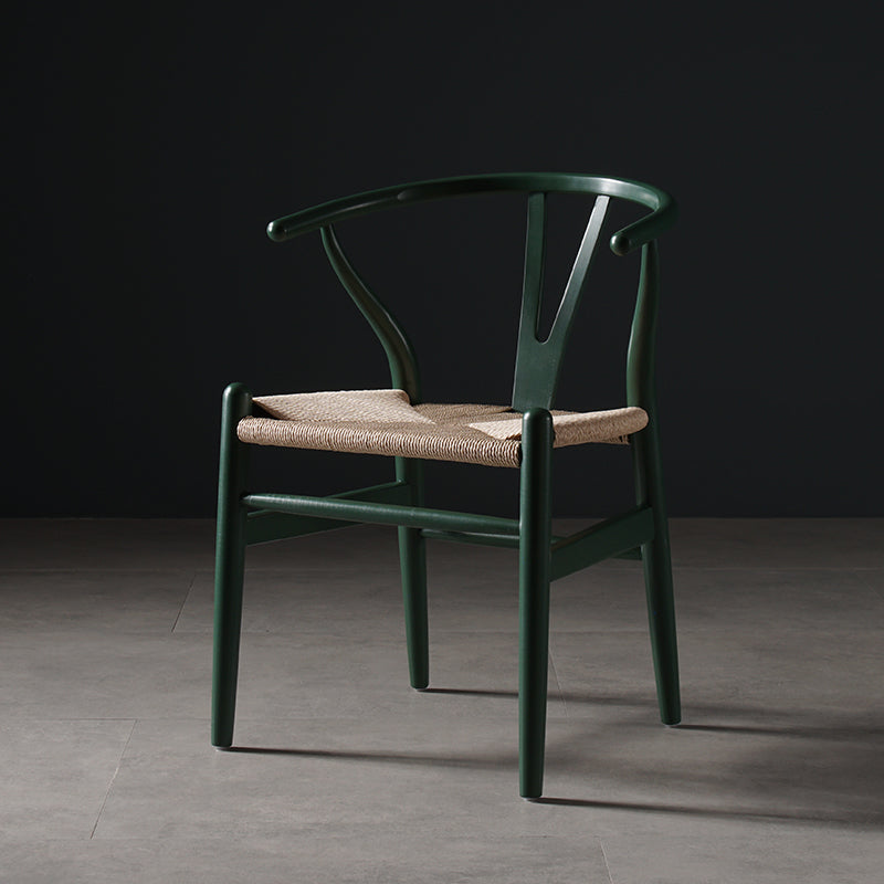 Scandinavian Style Wood Dining Chair Dining Room Wishbone Chair with Arm Blackish Green 1 Piece Clearhalo ' kitchen&dining_furn' 'Dining Chairs' 'Dining Tables & Seating' 'dining_chair' 'furn' 'furn_dining_chair' 'Furniture' 'furniture_dining_chair' 'Kitchen & Dining Furniture' 'kitchen' 4237280