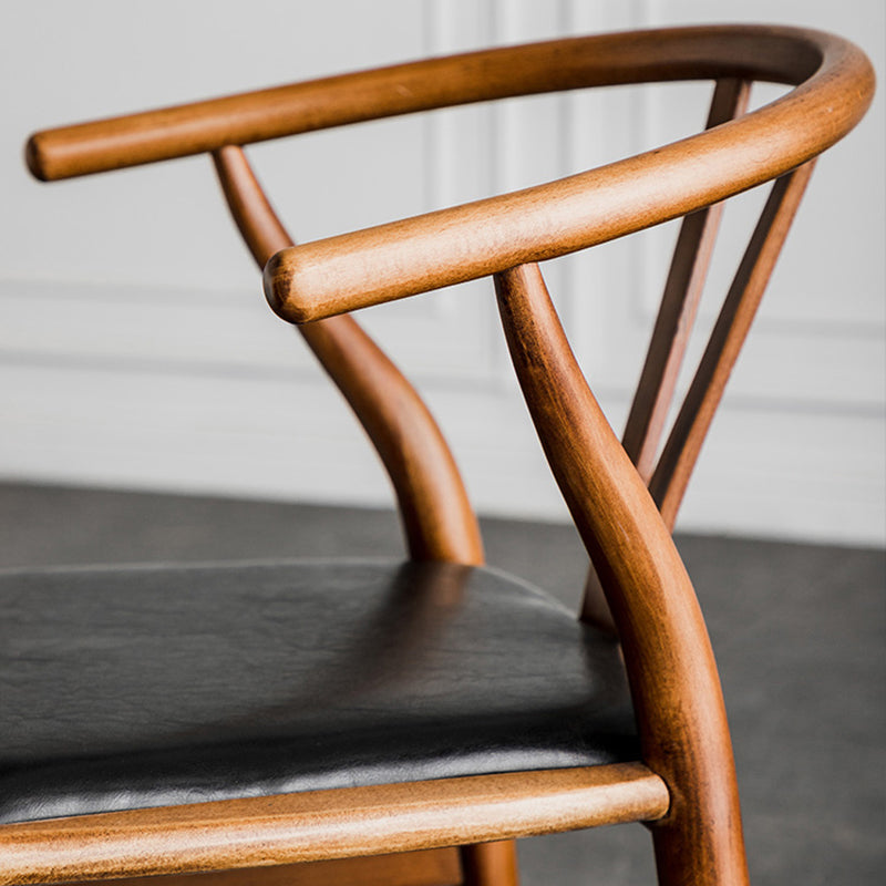 Scandinavian Style Wood Dining Chair Dining Room Wishbone Chair with Arm Clearhalo ' kitchen&dining_furn' 'Dining Chairs' 'Dining Tables & Seating' 'dining_chair' 'furn' 'furn_dining_chair' 'Furniture' 'furniture_dining_chair' 'Kitchen & Dining Furniture' 'kitchen' 4237281