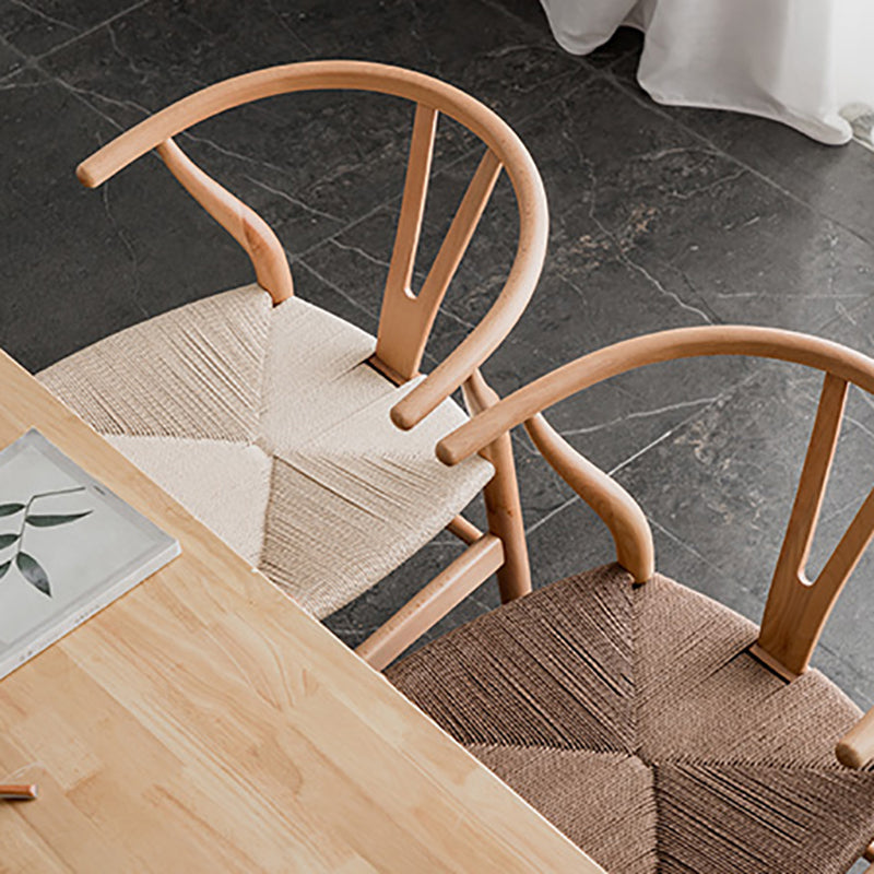 Scandinavian Style Wood Dining Chair Dining Room Wishbone Chair with Arm Clearhalo ' kitchen&dining_furn' 'Dining Chairs' 'Dining Tables & Seating' 'dining_chair' 'furn' 'furn_dining_chair' 'Furniture' 'furniture_dining_chair' 'Kitchen & Dining Furniture' 'kitchen' 4237286