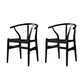 Scandinavian Style Wood Dining Chair Dining Room Wishbone Chair with Arm Black 2 Piece Set Clearhalo ' kitchen&dining_furn' 'Dining Chairs' 'Dining Tables & Seating' 'dining_chair' 'furn' 'furn_dining_chair' 'Furniture' 'furniture_dining_chair' 'Kitchen & Dining Furniture' 'kitchen' 4237291