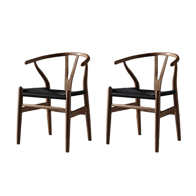 Scandinavian Style Wood Dining Chair Dining Room Wishbone Chair with Arm Smoke Gray 2 Piece Set Clearhalo ' kitchen&dining_furn' 'Dining Chairs' 'Dining Tables & Seating' 'dining_chair' 'furn' 'furn_dining_chair' 'Furniture' 'furniture_dining_chair' 'Kitchen & Dining Furniture' 'kitchen' 4237294