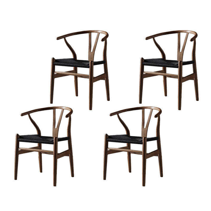 Scandinavian Style Wood Dining Chair Dining Room Wishbone Chair with Arm Smoke Gray 4 Piece Set Clearhalo ' kitchen&dining_furn' 'Dining Chairs' 'Dining Tables & Seating' 'dining_chair' 'furn' 'furn_dining_chair' 'Furniture' 'furniture_dining_chair' 'Kitchen & Dining Furniture' 'kitchen' 4237295