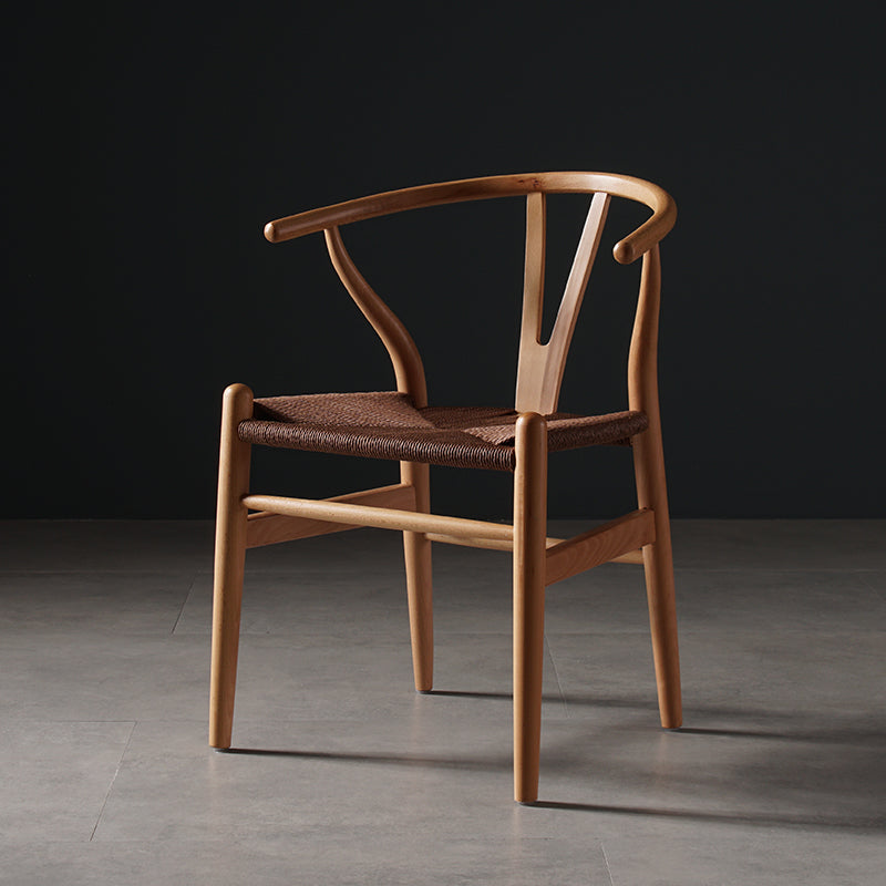 Scandinavian Style Wood Dining Chair Dining Room Wishbone Chair with Arm Natural 1 Piece Clearhalo ' kitchen&dining_furn' 'Dining Chairs' 'Dining Tables & Seating' 'dining_chair' 'furn' 'furn_dining_chair' 'Furniture' 'furniture_dining_chair' 'Kitchen & Dining Furniture' 'kitchen' 4237296