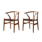 Scandinavian Style Wood Dining Chair Dining Room Wishbone Chair with Arm Natural 2 Piece Set Clearhalo ' kitchen&dining_furn' 'Dining Chairs' 'Dining Tables & Seating' 'dining_chair' 'furn' 'furn_dining_chair' 'Furniture' 'furniture_dining_chair' 'Kitchen & Dining Furniture' 'kitchen' 4237297