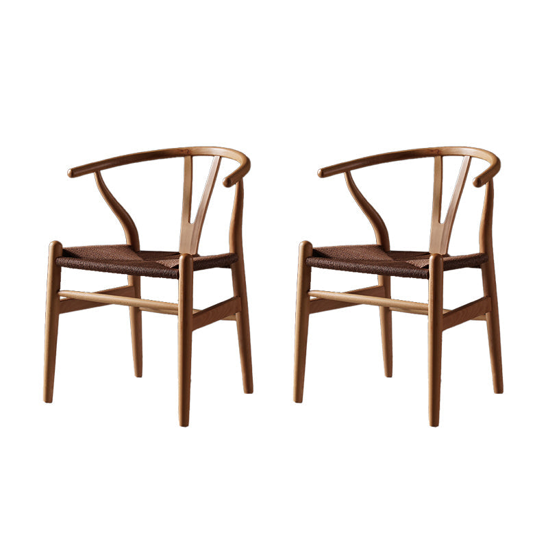 Scandinavian Style Wood Dining Chair Dining Room Wishbone Chair with Arm Natural 2 Piece Set Clearhalo ' kitchen&dining_furn' 'Dining Chairs' 'Dining Tables & Seating' 'dining_chair' 'furn' 'furn_dining_chair' 'Furniture' 'furniture_dining_chair' 'Kitchen & Dining Furniture' 'kitchen' 4237297