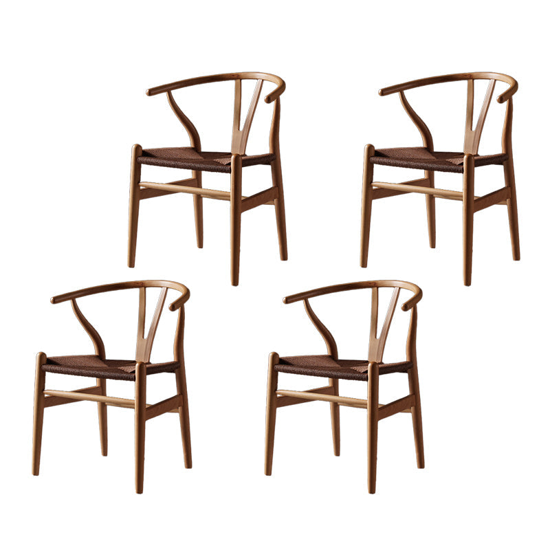 Scandinavian Style Wood Dining Chair Dining Room Wishbone Chair with Arm Natural 4 Piece Set Clearhalo ' kitchen&dining_furn' 'Dining Chairs' 'Dining Tables & Seating' 'dining_chair' 'furn' 'furn_dining_chair' 'Furniture' 'furniture_dining_chair' 'Kitchen & Dining Furniture' 'kitchen' 4237298