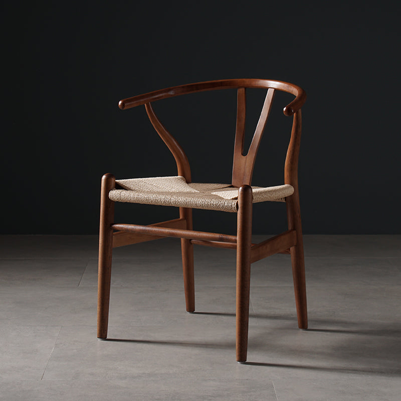 Scandinavian Style Wood Dining Chair Dining Room Wishbone Chair with Arm Walnut 1 Piece Clearhalo ' kitchen&dining_furn' 'Dining Chairs' 'Dining Tables & Seating' 'dining_chair' 'furn' 'furn_dining_chair' 'Furniture' 'furniture_dining_chair' 'Kitchen & Dining Furniture' 'kitchen' 4237299