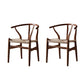 Scandinavian Style Wood Dining Chair Dining Room Wishbone Chair with Arm Walnut 2 Piece Set Clearhalo ' kitchen&dining_furn' 'Dining Chairs' 'Dining Tables & Seating' 'dining_chair' 'furn' 'furn_dining_chair' 'Furniture' 'furniture_dining_chair' 'Kitchen & Dining Furniture' 'kitchen' 4237300