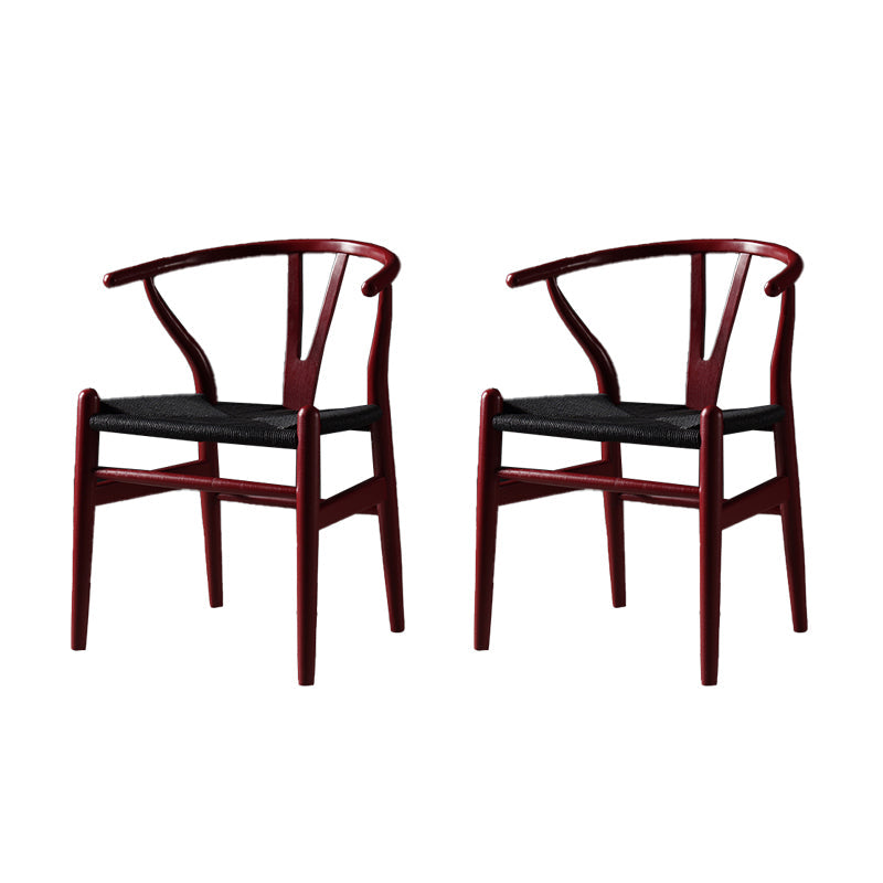 Scandinavian Style Wood Dining Chair Dining Room Wishbone Chair with Arm Red 2 Piece Set Clearhalo ' kitchen&dining_furn' 'Dining Chairs' 'Dining Tables & Seating' 'dining_chair' 'furn' 'furn_dining_chair' 'Furniture' 'furniture_dining_chair' 'Kitchen & Dining Furniture' 'kitchen' 4237303