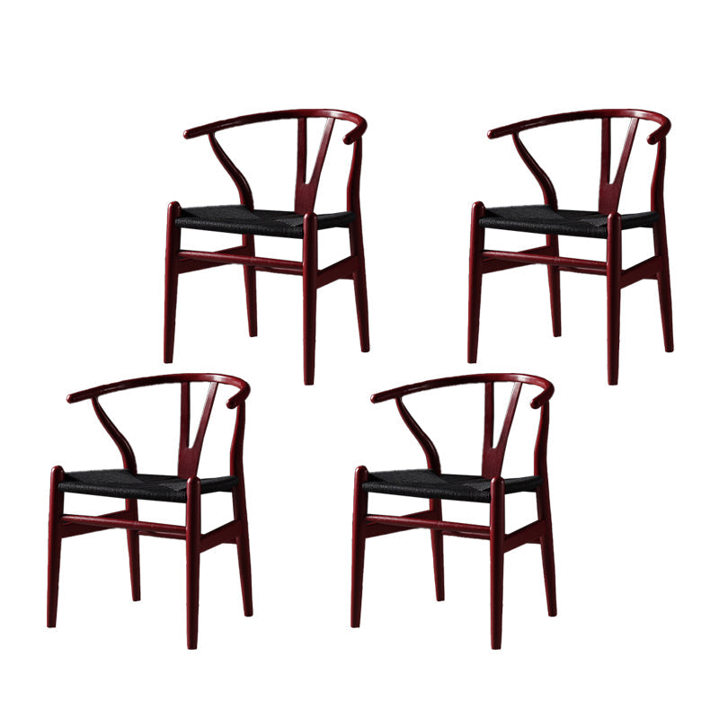 Scandinavian Style Wood Dining Chair Dining Room Wishbone Chair with Arm Red 4 Piece Set Clearhalo ' kitchen&dining_furn' 'Dining Chairs' 'Dining Tables & Seating' 'dining_chair' 'furn' 'furn_dining_chair' 'Furniture' 'furniture_dining_chair' 'Kitchen & Dining Furniture' 'kitchen' 4237304