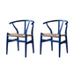 Scandinavian Style Wood Dining Chair Dining Room Wishbone Chair with Arm Blue 2 Piece Set Clearhalo ' kitchen&dining_furn' 'Dining Chairs' 'Dining Tables & Seating' 'dining_chair' 'furn' 'furn_dining_chair' 'Furniture' 'furniture_dining_chair' 'Kitchen & Dining Furniture' 'kitchen' 4237306