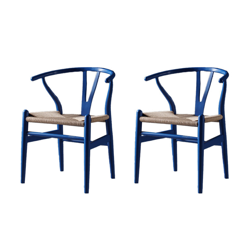 Scandinavian Style Wood Dining Chair Dining Room Wishbone Chair with Arm Blue 2 Piece Set Clearhalo ' kitchen&dining_furn' 'Dining Chairs' 'Dining Tables & Seating' 'dining_chair' 'furn' 'furn_dining_chair' 'Furniture' 'furniture_dining_chair' 'Kitchen & Dining Furniture' 'kitchen' 4237306