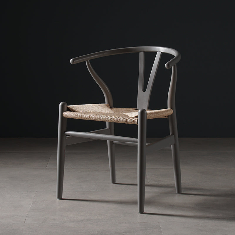 Scandinavian Style Wood Dining Chair Dining Room Wishbone Chair with Arm Grey 1 Piece Clearhalo ' kitchen&dining_furn' 'Dining Chairs' 'Dining Tables & Seating' 'dining_chair' 'furn' 'furn_dining_chair' 'Furniture' 'furniture_dining_chair' 'Kitchen & Dining Furniture' 'kitchen' 4237308