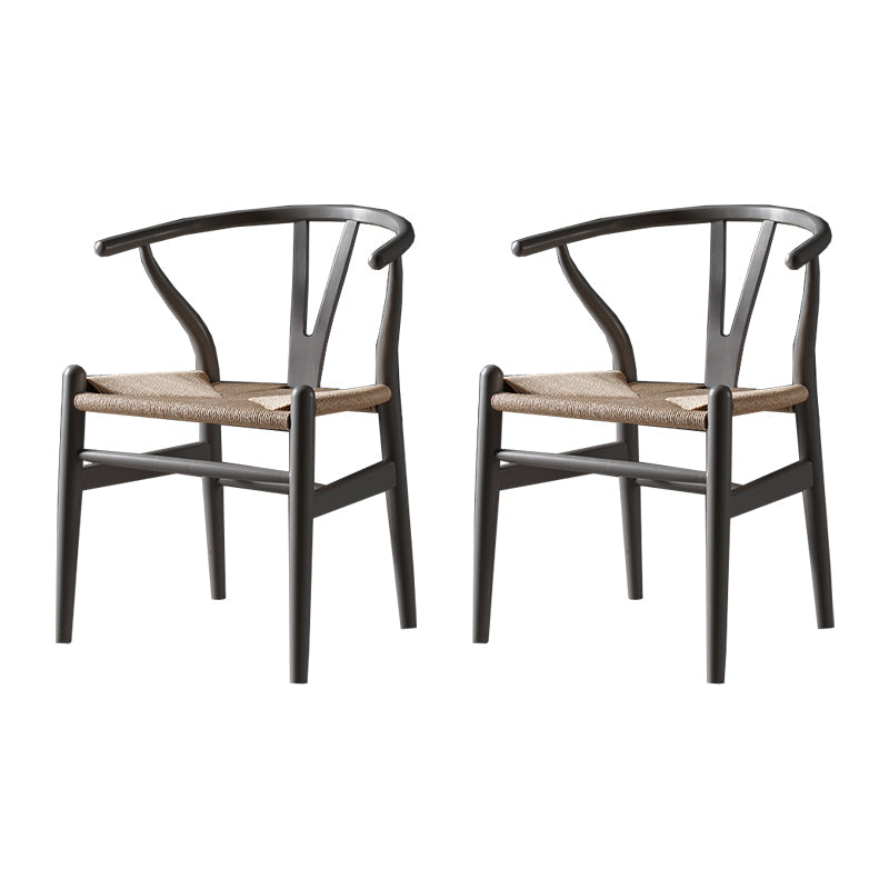 Scandinavian Style Wood Dining Chair Dining Room Wishbone Chair with Arm Grey 2 Piece Set Clearhalo ' kitchen&dining_furn' 'Dining Chairs' 'Dining Tables & Seating' 'dining_chair' 'furn' 'furn_dining_chair' 'Furniture' 'furniture_dining_chair' 'Kitchen & Dining Furniture' 'kitchen' 4237309