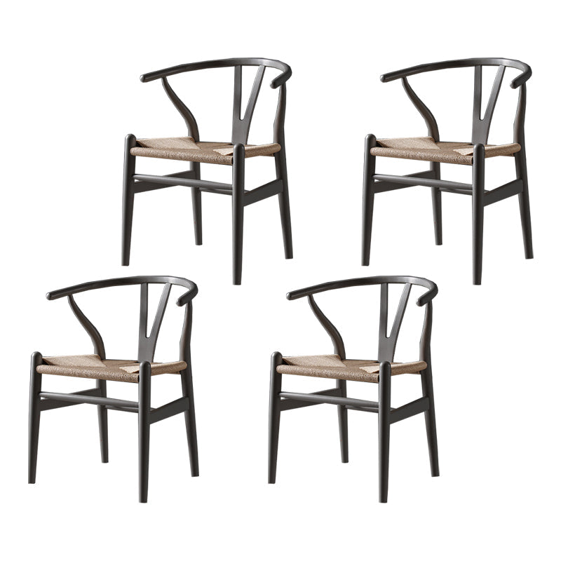Scandinavian Style Wood Dining Chair Dining Room Wishbone Chair with Arm Grey 4 Piece Set Clearhalo ' kitchen&dining_furn' 'Dining Chairs' 'Dining Tables & Seating' 'dining_chair' 'furn' 'furn_dining_chair' 'Furniture' 'furniture_dining_chair' 'Kitchen & Dining Furniture' 'kitchen' 4237310