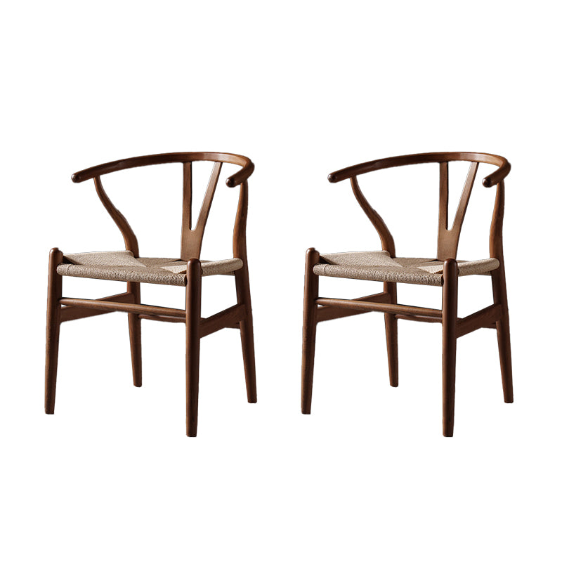 Scandinavian Style Wood Dining Chair Dining Room Wishbone Chair with Arm Light Brown 2 Piece Set Clearhalo ' kitchen&dining_furn' 'Dining Chairs' 'Dining Tables & Seating' 'dining_chair' 'furn' 'furn_dining_chair' 'Furniture' 'furniture_dining_chair' 'Kitchen & Dining Furniture' 'kitchen' 4237315