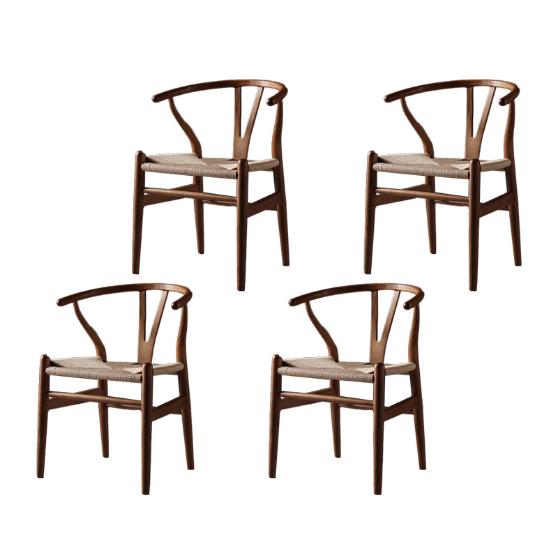 Scandinavian Style Wood Dining Chair Dining Room Wishbone Chair with Arm Light Brown 4 Piece Set Clearhalo ' kitchen&dining_furn' 'Dining Chairs' 'Dining Tables & Seating' 'dining_chair' 'furn' 'furn_dining_chair' 'Furniture' 'furniture_dining_chair' 'Kitchen & Dining Furniture' 'kitchen' 4237316