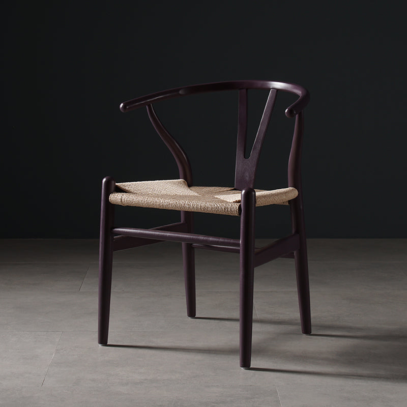 Scandinavian Style Wood Dining Chair Dining Room Wishbone Chair with Arm Purple 1 Piece Clearhalo ' kitchen&dining_furn' 'Dining Chairs' 'Dining Tables & Seating' 'dining_chair' 'furn' 'furn_dining_chair' 'Furniture' 'furniture_dining_chair' 'Kitchen & Dining Furniture' 'kitchen' 4237317