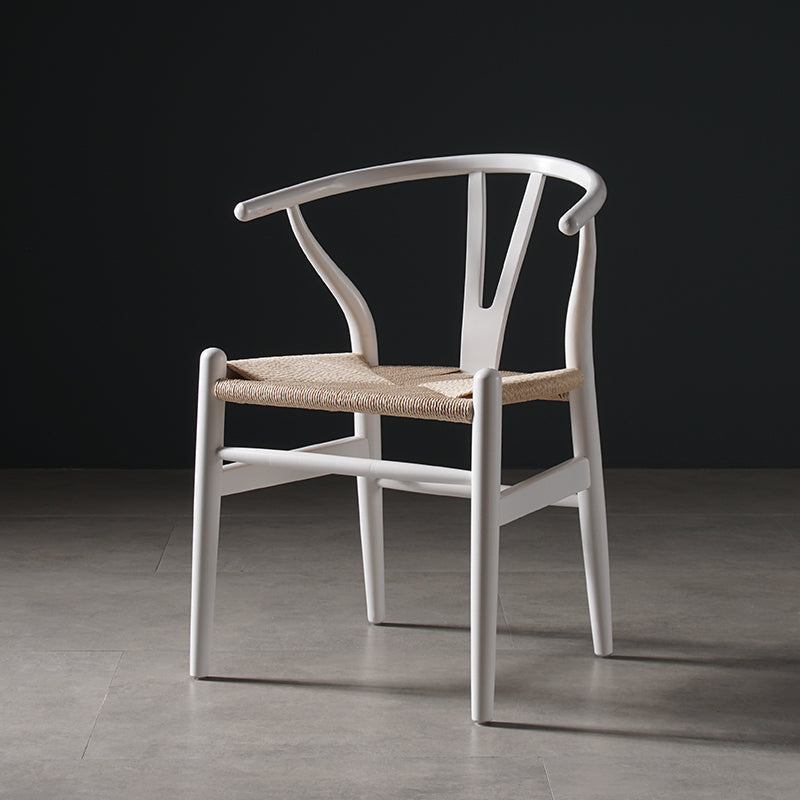 Scandinavian Style Wood Dining Chair Dining Room Wishbone Chair with Arm White 1 Piece Clearhalo ' kitchen&dining_furn' 'Dining Chairs' 'Dining Tables & Seating' 'dining_chair' 'furn' 'furn_dining_chair' 'Furniture' 'furniture_dining_chair' 'Kitchen & Dining Furniture' 'kitchen' 4237320