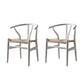 Scandinavian Style Wood Dining Chair Dining Room Wishbone Chair with Arm White 2 Piece Set Clearhalo ' kitchen&dining_furn' 'Dining Chairs' 'Dining Tables & Seating' 'dining_chair' 'furn' 'furn_dining_chair' 'Furniture' 'furniture_dining_chair' 'Kitchen & Dining Furniture' 'kitchen' 4237321