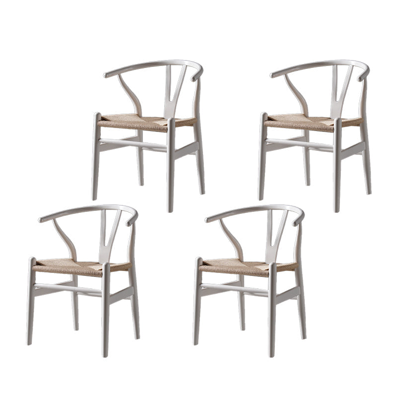 Scandinavian Style Wood Dining Chair Dining Room Wishbone Chair with Arm White 4 Piece Set Clearhalo ' kitchen&dining_furn' 'Dining Chairs' 'Dining Tables & Seating' 'dining_chair' 'furn' 'furn_dining_chair' 'Furniture' 'furniture_dining_chair' 'Kitchen & Dining Furniture' 'kitchen' 4237322