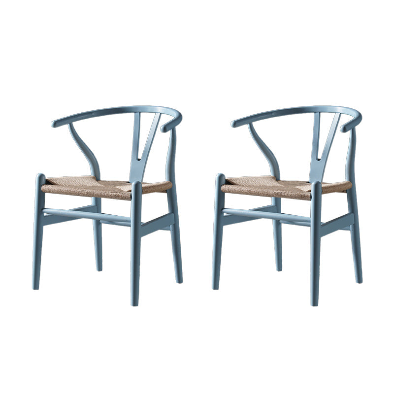 Scandinavian Style Wood Dining Chair Dining Room Wishbone Chair with Arm Sky Blue 2 Piece Set Clearhalo ' kitchen&dining_furn' 'Dining Chairs' 'Dining Tables & Seating' 'dining_chair' 'furn' 'furn_dining_chair' 'Furniture' 'furniture_dining_chair' 'Kitchen & Dining Furniture' 'kitchen' 4237327