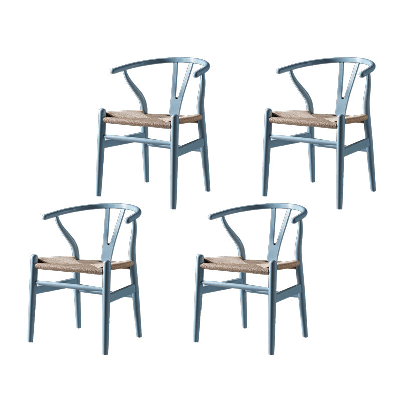 Scandinavian Style Wood Dining Chair Dining Room Wishbone Chair with Arm Sky Blue 4 Piece Set Clearhalo ' kitchen&dining_furn' 'Dining Chairs' 'Dining Tables & Seating' 'dining_chair' 'furn' 'furn_dining_chair' 'Furniture' 'furniture_dining_chair' 'Kitchen & Dining Furniture' 'kitchen' 4237328