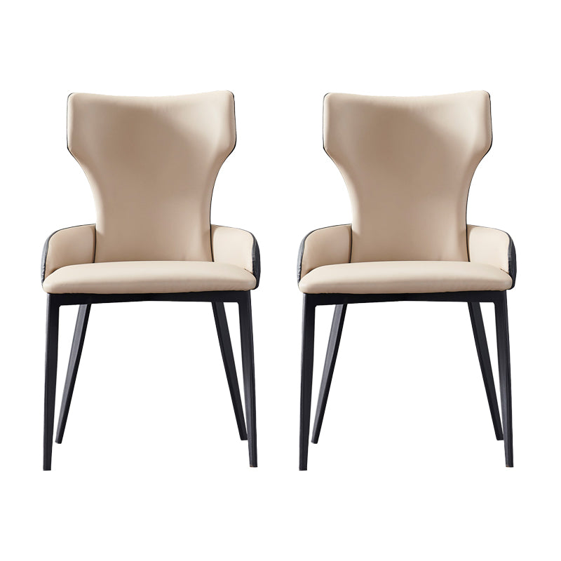 Industrial Metal Dining Room Chairs Arm PU Leather Dining Chairs for Restaurant Use Apricot 2 Piece Set Clearhalo ' kitchen&dining_furn' 'Dining Chairs' 'Dining Tables & Seating' 'dining_chair' 'furn' 'furn_dining_chair' 'Furniture' 'furniture_dining_chair' 'Kitchen & Dining Furniture' 'kitchen' 4237332