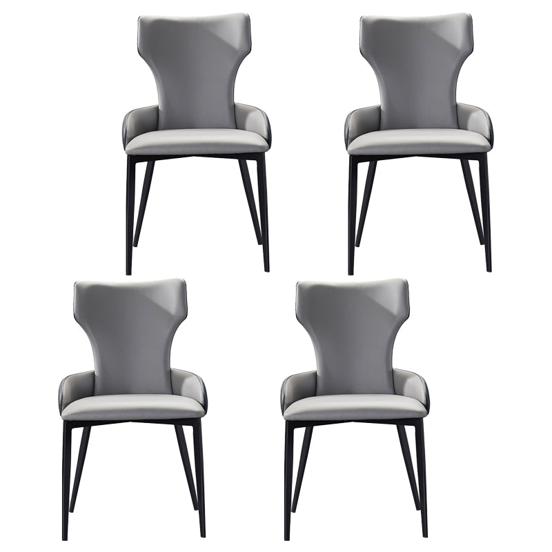 Industrial Metal Dining Room Chairs Arm PU Leather Dining Chairs for Restaurant Use Grey 4 Piece Set Clearhalo ' kitchen&dining_furn' 'Dining Chairs' 'Dining Tables & Seating' 'dining_chair' 'furn' 'furn_dining_chair' 'Furniture' 'furniture_dining_chair' 'Kitchen & Dining Furniture' 'kitchen' 4237340