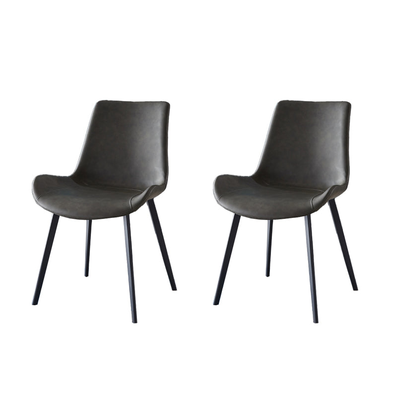 Modern Leather Restaurant Side Chair Matte Finish Solid Back Dining Chair (Set of 2) Dark Gray Clearhalo ' kitchen&dining_furn' 'Dining Chairs' 'Dining Tables & Seating' 'dining_chair' 'furn' 'furn_dining_chair' 'Furniture' 'furniture_dining_chair' 'Kitchen & Dining Furniture' 'kitchen' 4237347