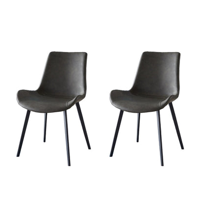 Modern Leather Restaurant Side Chair Matte Finish Solid Back Dining Chair (Set of 2) Dark Gray Clearhalo ' kitchen&dining_furn' 'Dining Chairs' 'Dining Tables & Seating' 'dining_chair' 'furn' 'furn_dining_chair' 'Furniture' 'furniture_dining_chair' 'Kitchen & Dining Furniture' 'kitchen' 4237347