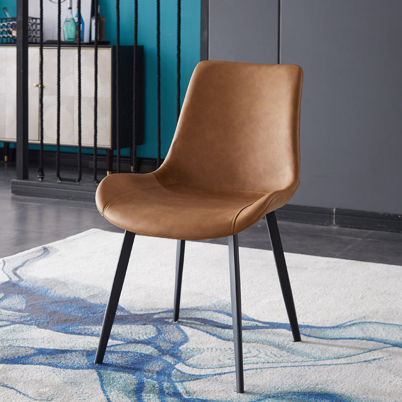 Modern Leather Restaurant Side Chair Matte Finish Solid Back Dining Chair (Set of 2) Clearhalo ' kitchen&dining_furn' 'Dining Chairs' 'Dining Tables & Seating' 'dining_chair' 'furn' 'furn_dining_chair' 'Furniture' 'furniture_dining_chair' 'Kitchen & Dining Furniture' 'kitchen' 4237349