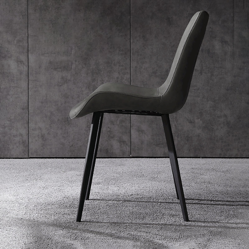 Modern Leather Restaurant Side Chair Matte Finish Solid Back Dining Chair (Set of 2) Clearhalo ' kitchen&dining_furn' 'Dining Chairs' 'Dining Tables & Seating' 'dining_chair' 'furn' 'furn_dining_chair' 'Furniture' 'furniture_dining_chair' 'Kitchen & Dining Furniture' 'kitchen' 4237350