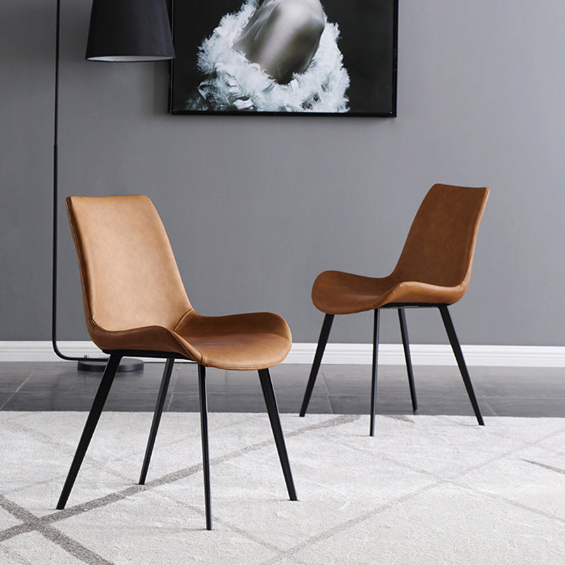 Modern Leather Restaurant Side Chair Matte Finish Solid Back Dining Chair (Set of 2) Clearhalo ' kitchen&dining_furn' 'Dining Chairs' 'Dining Tables & Seating' 'dining_chair' 'furn' 'furn_dining_chair' 'Furniture' 'furniture_dining_chair' 'Kitchen & Dining Furniture' 'kitchen' 4237351